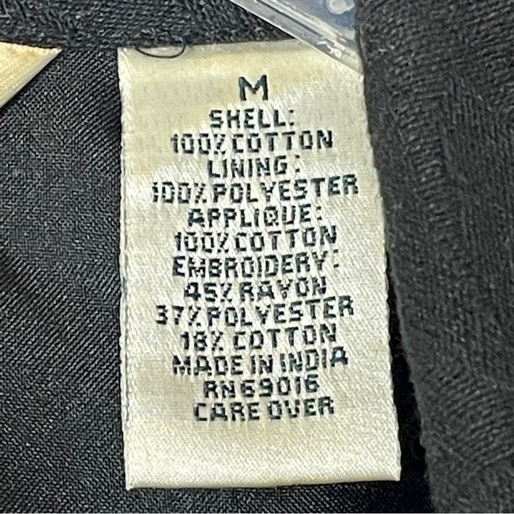 Laura Ashley Black Button Down Shirt/Shacket Embroidered/Stones/Sequin - Picture 3 of 12